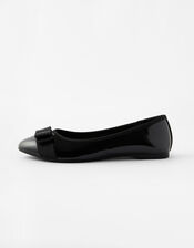 Bow Front Patent Ballerina Flats, Black (BLACK), large