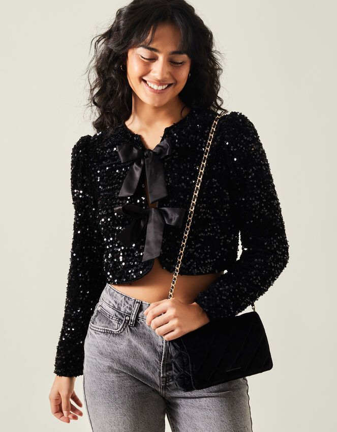 Quilted Velvet Cross-Body Bag, , large