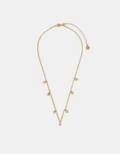 14ct Gold-Plated Diamanté Station Necklace, , large