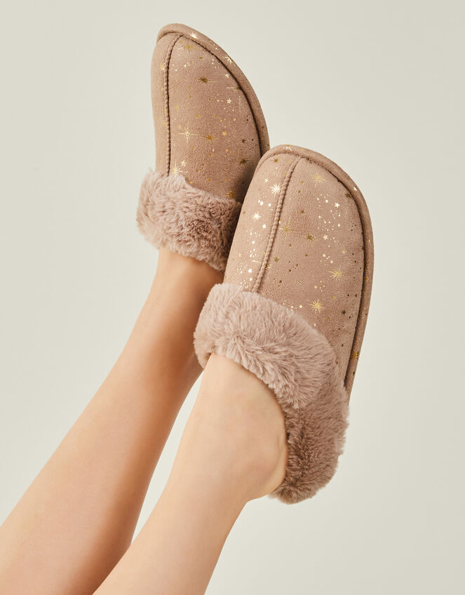 Foil Star Mule Slippers, Natural (NATURAL), large