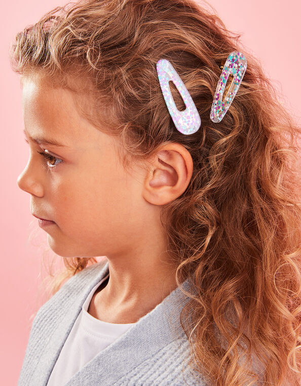 Girls Glitter Hair Clips Set of Two, , large