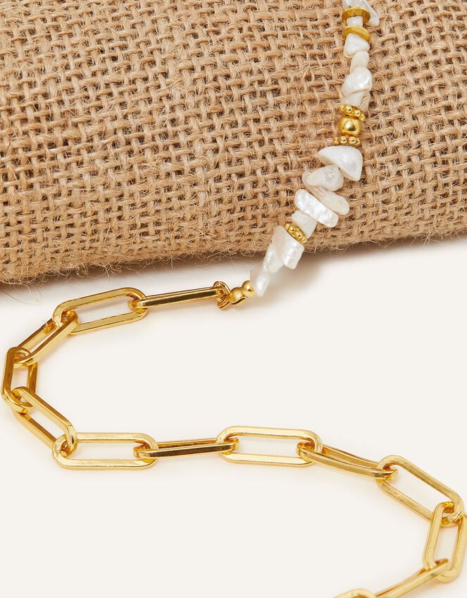 14ct Gold-Plated Keshi Pearl Necklace, , large