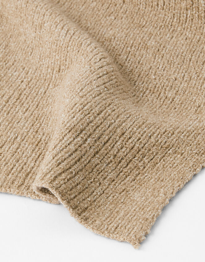 Plain Knit Scarf in Wool Blend, Camel (CAMEL), large