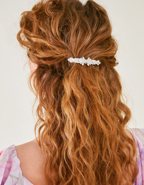 Pearl and Crystal Barrette Clip, , large