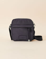 Messenger Bag with Recycled Nylon, Blue (NAVY), large