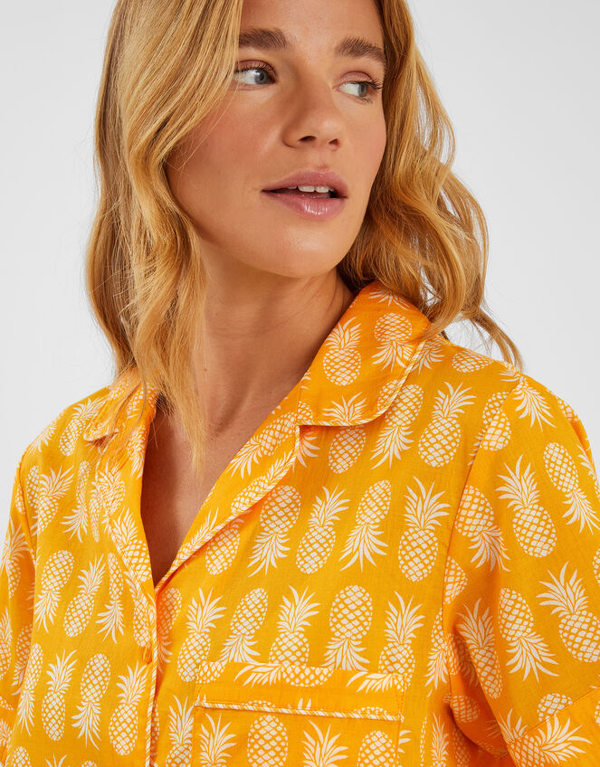 Pineapple Print Short Pyjamas Set, Yellow (YELLOW), large