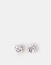 Sterling Silver Round Cut Stud Earrings, , large