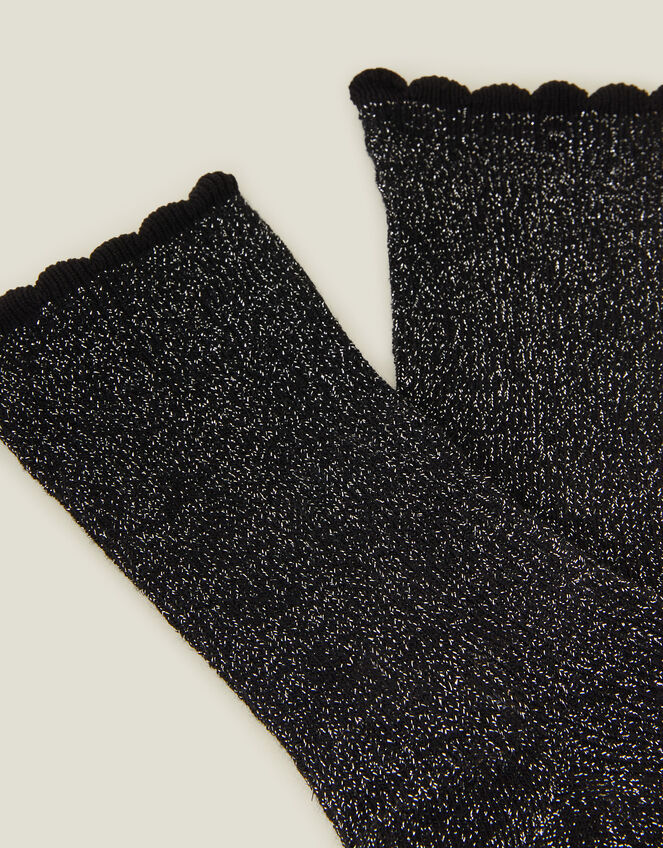 Sparkle Ribbed Socks, Black (BLACK), large