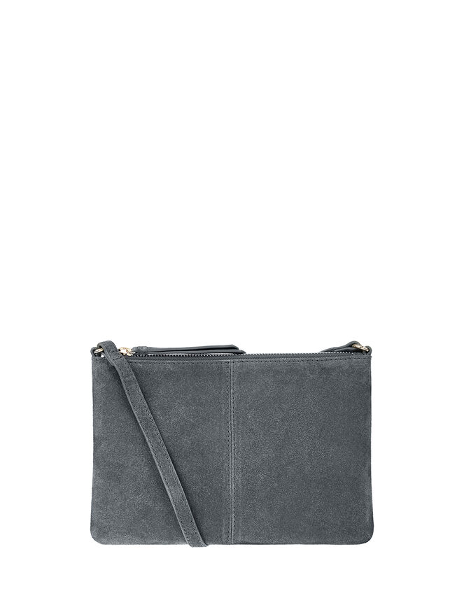 Suede Cross-Body Bag, Grey (GREY), large