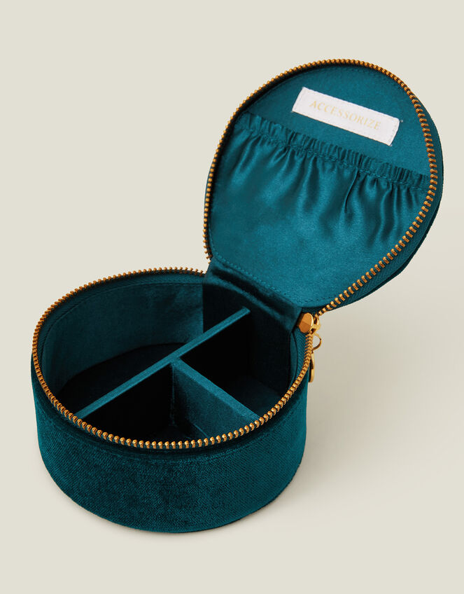 Round Initial Velvet Jewellery Box, Multi (BRIGHTS MULTI), large