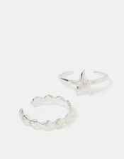 2-Pack Sterling Silver-Plated Shell & Starfish Rings, , large