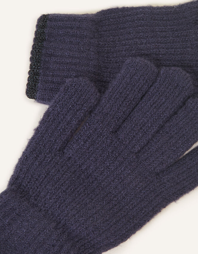 Sparkle Edge Gloves, Blue (NAVY), large