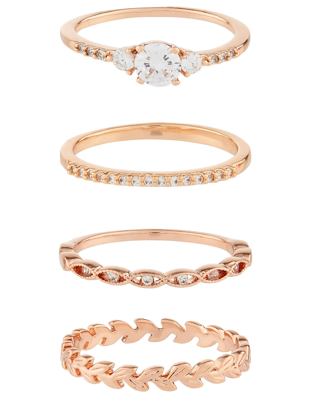 Rose Gold Plated Vine Ring Set