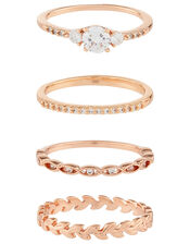 Rose Gold-Plated Vine Ring Set, Rose Gold, large