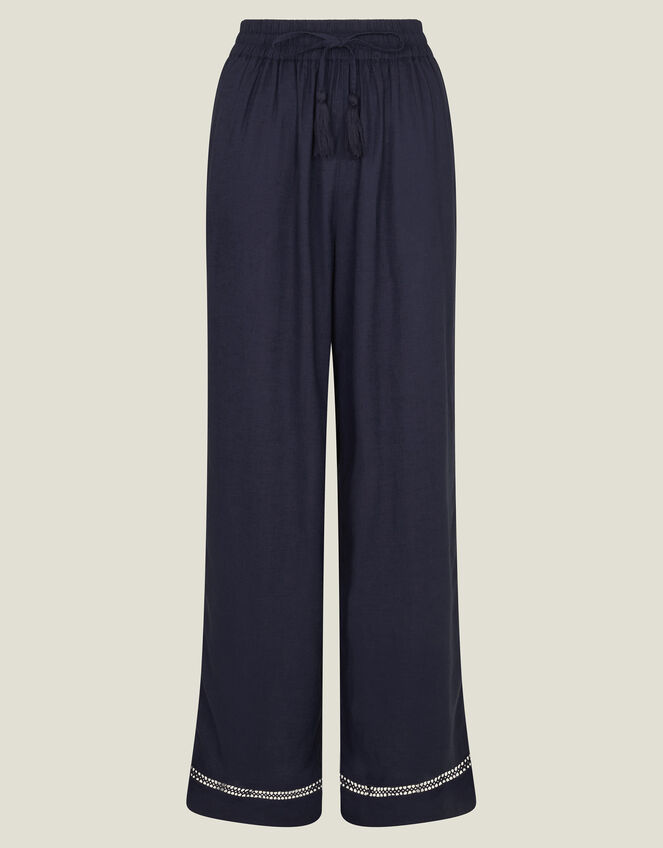 Wide Leg Beach Trousers, Blue (NAVY), large