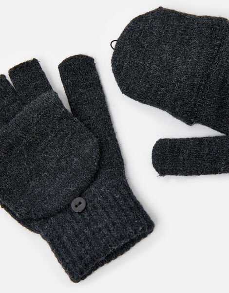 Plain Capped Gloves Grey, Grey (GREY), large
