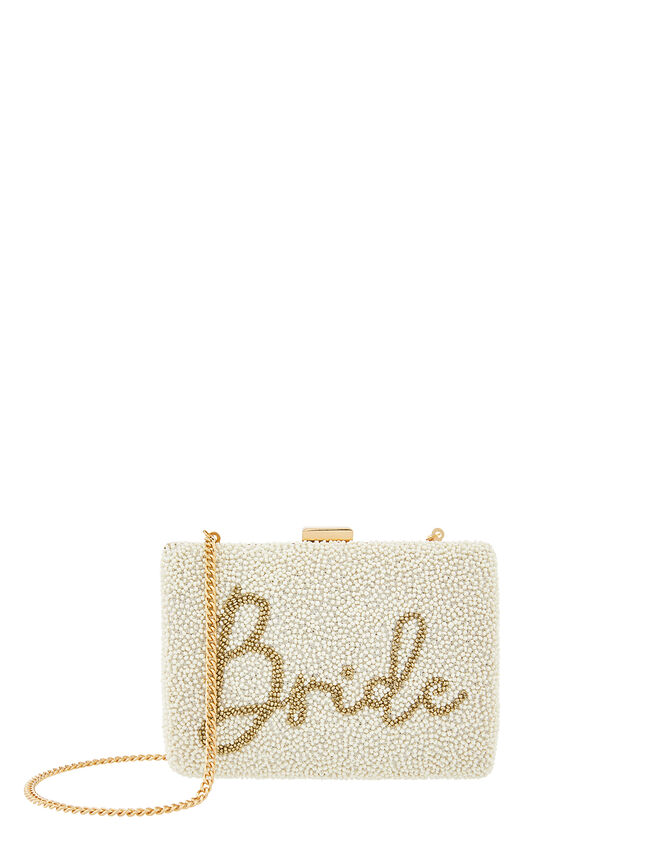 Brided Beaded Hardcase Clutch Bag, , large