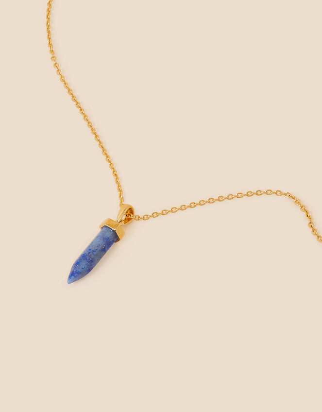 14ct Gold-Plated Lapis Lazuli Shard Pendant Necklace, , large