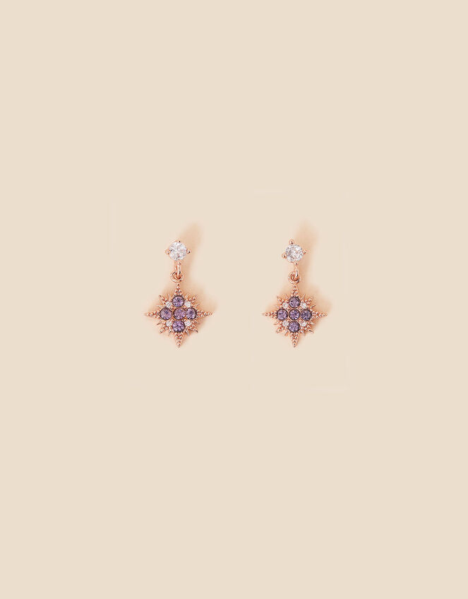 Rose Gold-Plated Star Short Drop Earrings, , large