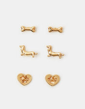 3-Pack Sausage Dog Stud Earrings, , large