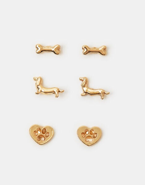 3-Pack Sausage Dog Stud Earrings, , large
