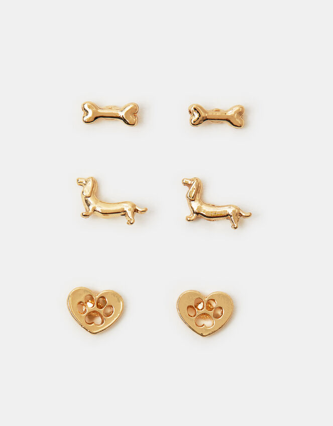 3-Pack Sausage Dog Stud Earrings, , large