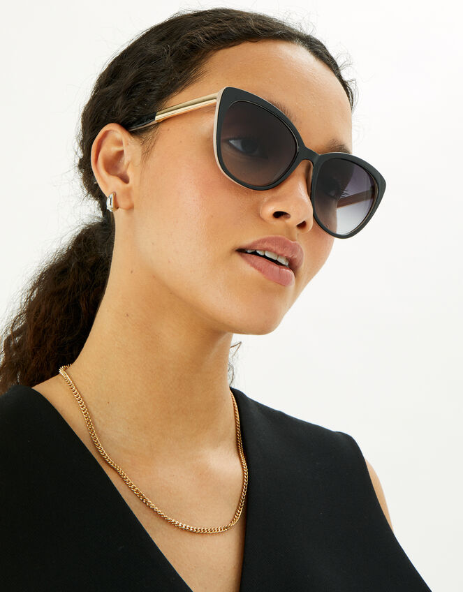 Contrast Arm Cateye Sunglasses, , large