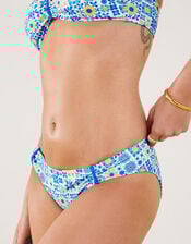 Retro Tile Print Bikini Bottoms, Blue (BLUE), large