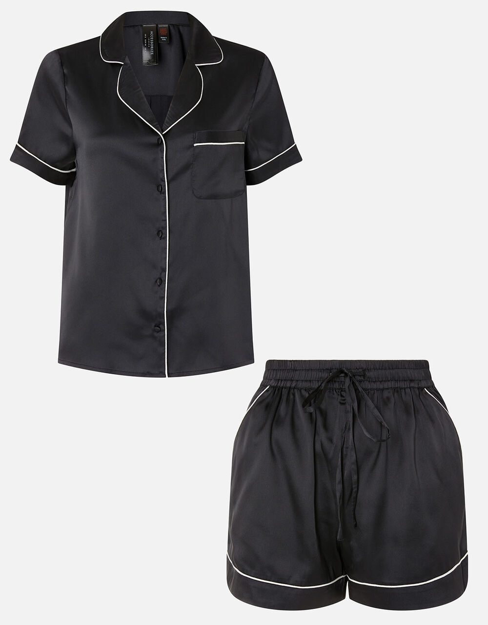 Satin Shirt and Shorts PJ Set Black Leggings & Joggers Accessorize UK
