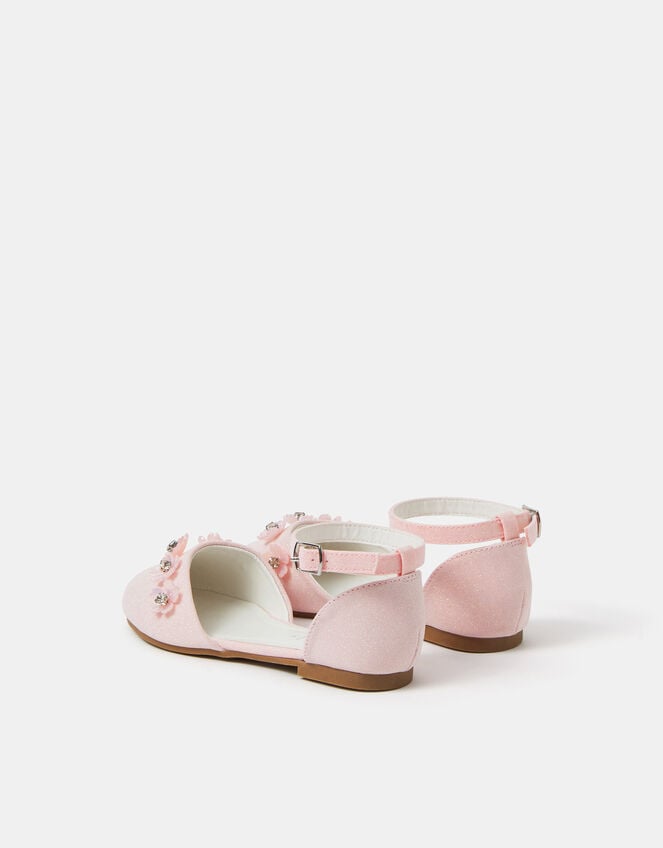 Girls Two-Part Gem Flower Ballet Flats, Pink (PINK), large