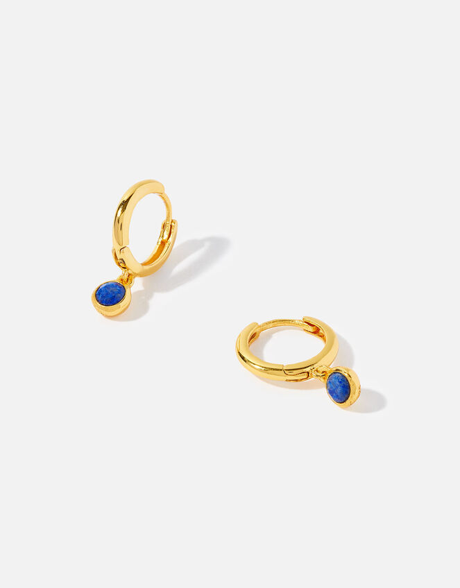 Gold Vermeil Lapis Hoops, , large