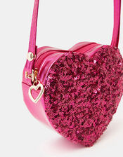 Girls Sequin Heart Bag, , large