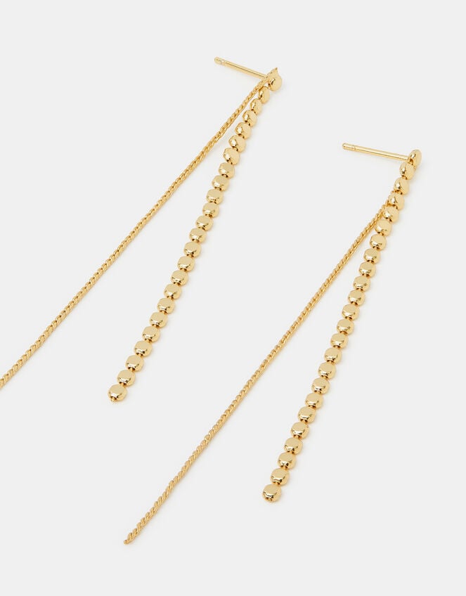 14ct Gold-Plated Chain Drop Earrings, , large