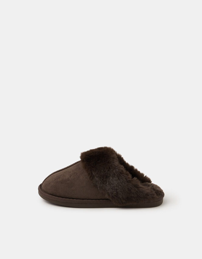 Suedette Mule Slippers, Brown (CHOCOLATE), large