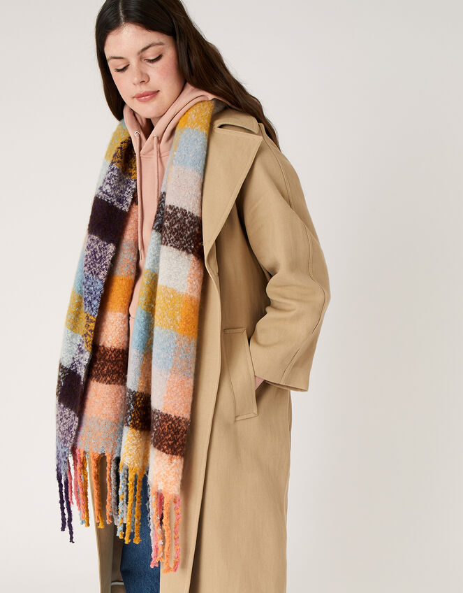 Birdy Fluffy Check Scarf, , large