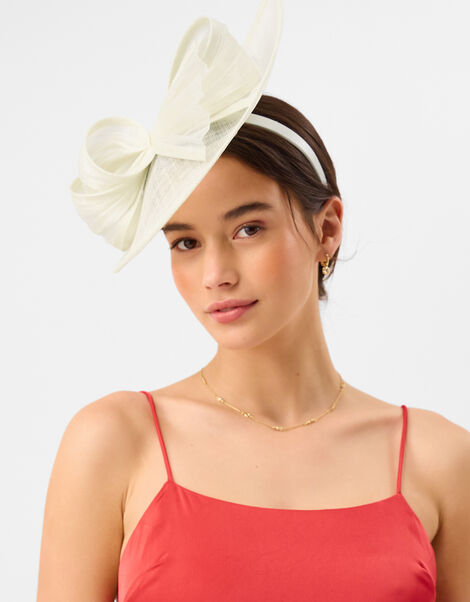 Bow Teardrop Fascinator, Ivory (IVORY), large