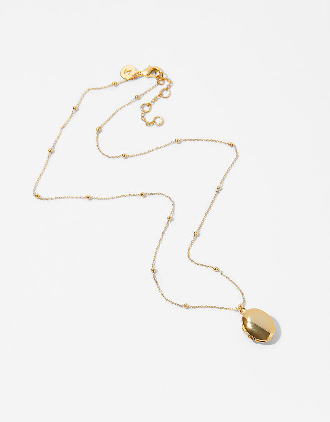 Gold-Plated Locket Pendant Necklace, , large