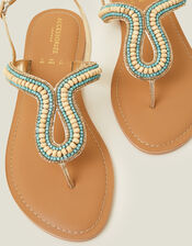 Loop Bead Sandals, Blue (TURQUOISE), large