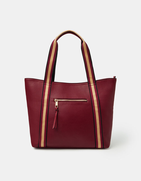 Webbing Strap Tote Bag, Red (BURGUNDY), large