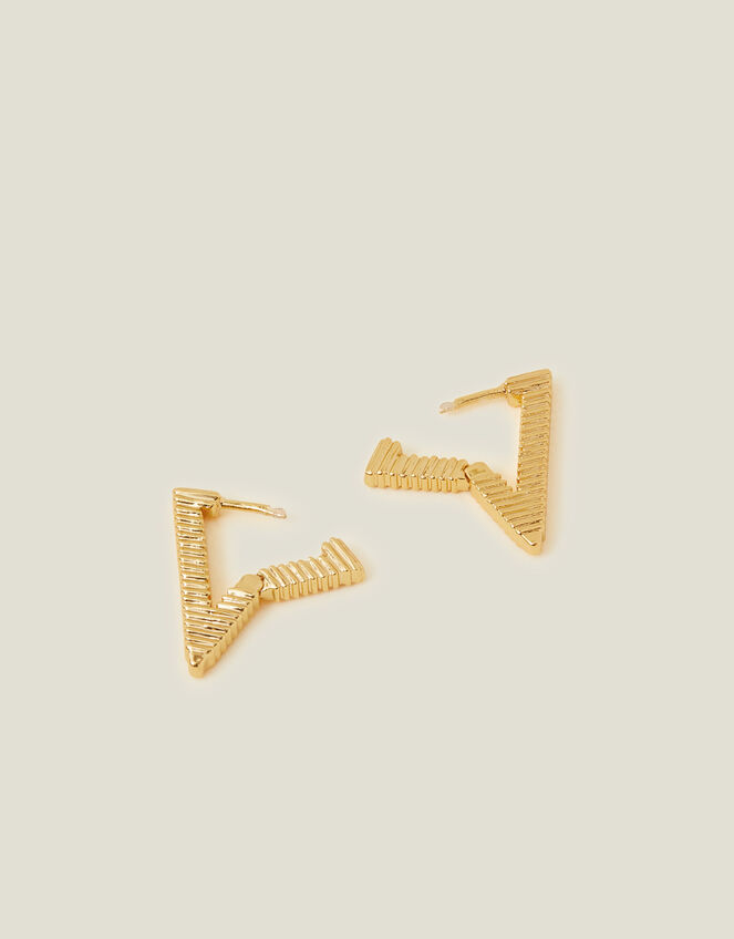 14ct Gold-Plated Triangle Hoop Earrings, , large