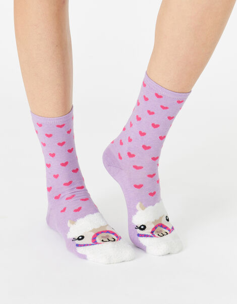 Lulu Llama Fluffy Face Socks , , large