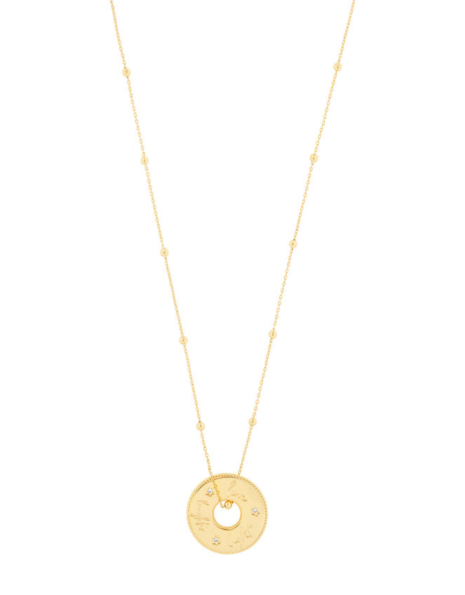 Love Light Laughter Coin Pendant Necklace, , large