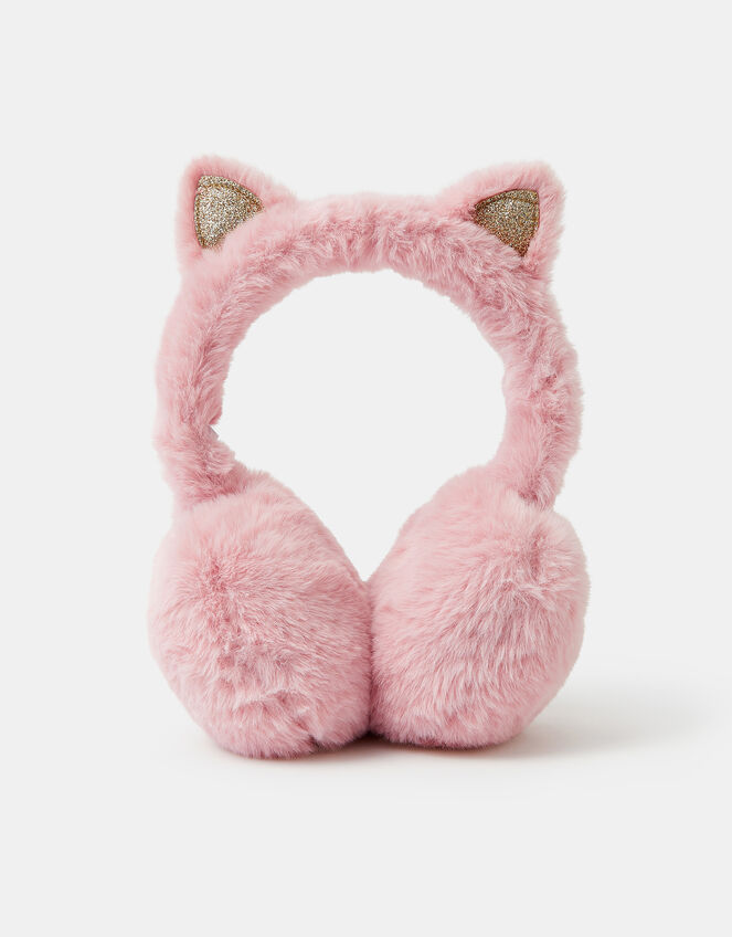 Girls Fluffy Cat Ears Earmuffs, , large