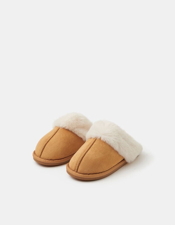 Suedette Mule Slippers, Tan (TAN), large