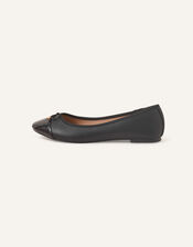 Bow Detail Ballerina Flats, Black (BLACK), large