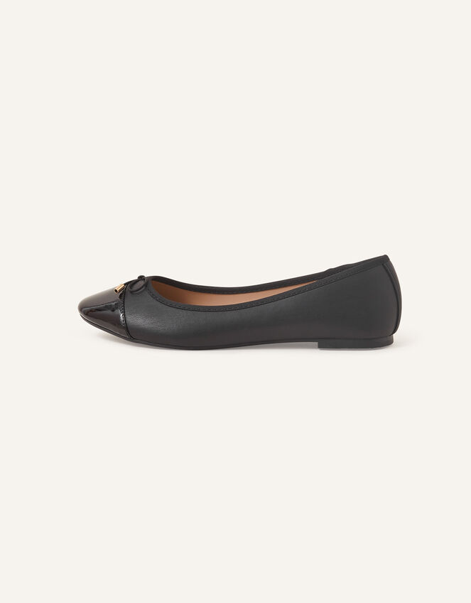 Bow Detail Ballerina Flats, Black (BLACK), large
