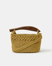 Fish Handle Woven Crossbody Bag, , large
