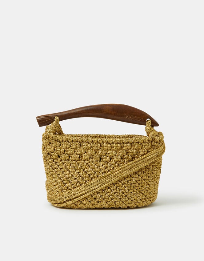 Fish Handle Woven Crossbody Bag, , large