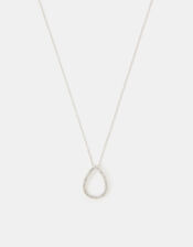 Sterling Silver Pavé Teardrop Pendant Necklace, , large