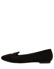 Metal Bar Flat Shoes, Black (BLACK), large